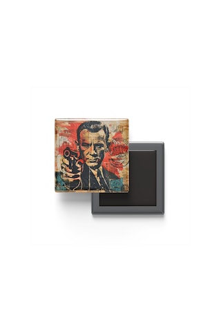 James Bond - Baskılı Buzdolap Magneti Kare - 9x9 Cm