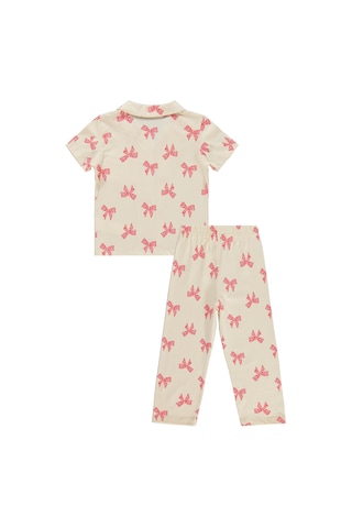 Civil Girls Fiyonk Desenli 10-13 Yaş Pijama Takımı - Fil Dişi