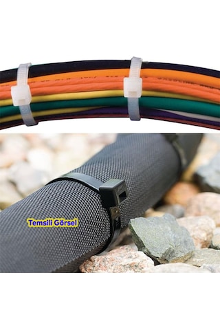 100 Adet Cırt Kelepçe 4,8x380 Mm Plastik Beyaz Renk Zip Kablo Bağı Çok Amaçlı Bağlama 0.5 MM