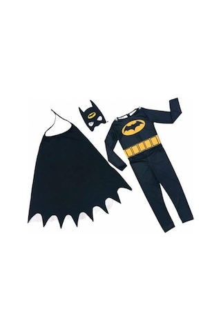 Sedirli Batman Çocuk Kostümü Maskeli - Pelerinli Maskeli Kostüm Çok Renkli