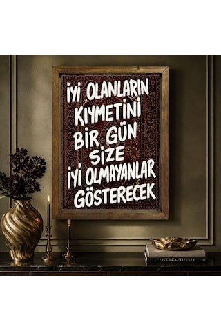Bk Gift Vintage Klasik Sanat Esprili Sözlü Masif Ahşap Çerçeveli Dekoratif Tablo - 36