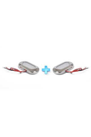 2'li Tekne Merdiven Lambası. 12v. Krom Çerçeve. Mavi. Aydınlatma Mavi