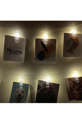 Aeron Mandallı Led Işık Zinciri - 20 Adet Led Işık