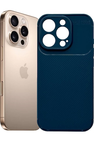 Apple Uyumlu iPhone 16 Pro Kılıf Focus Carbon Silikon Kapak