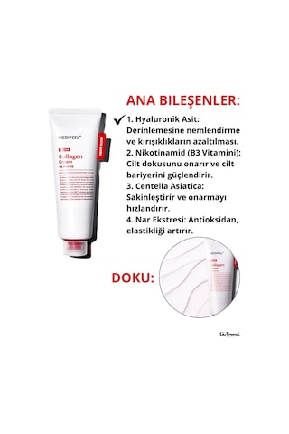 Medipeel Red Lacto Collagen Barrier Cream 80 Ml Kollajen Ve Peptidler Içeren Bariyer Kremi M0486