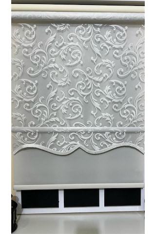 Çift Mekanizmalı Ekru Beyaz Tül Perde Ve Ekru Stor Perde Stb45251-v01