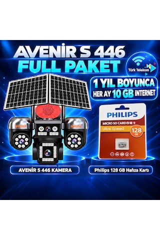 Avenir S446 Solar 4g Kamera Full Paket 128 Gb Hafıza Kartı + 1 Yıl Boyunca Her Ay 10 Gb Türk Telekom İnternet