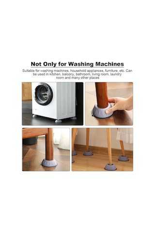 Mainshop Çamaşır Buzdolabı Makinası Beyaz Eşya Titreşim Önleyici Yükseltici Altlığı Ayaklığı 8 Adet M-541 Gri