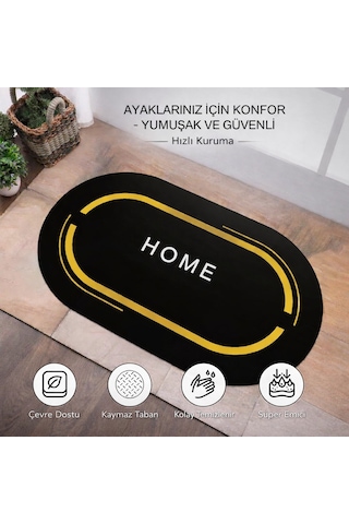Nobera Banyo Paspası Kaymaz Taban, Hızlı Kuruyan Nappa Deri Mikrofiber 60x90 Cm Siyah