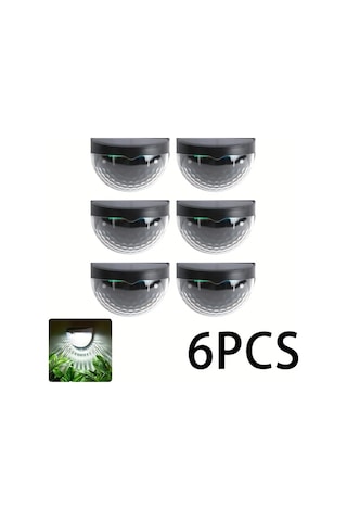 Motion003 6 Adet Güneş Enerjili Led Duvar Lambası Kara Kabuk Beyaz Işık Dış Mekan Bahçe Merdiven Aydınlatma Abs Malzeme Kolay Kurulum Ahşap