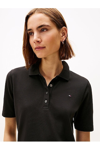 Tommy Hilfiger Kadın 1985 Regular Pique Polo T-shirt Siyah