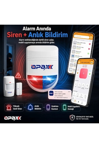 Opax Bgr-12 Wifi Kablosuz Alarm Sistemi 96 Bölge Desteği 1 Yıl Ahm