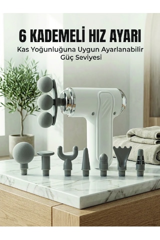Profesyonel Kas Masaj Tabancası 8 Değiştirilebilir Başlıklı Kablosuz Masaj Cihazı - Lisinya Çok Renkli