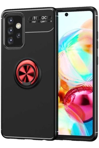 Samsung Uyumlu Galaxy A72 Kılıf Zore Ravel Silikon Kapak Siyah-Kırmızı