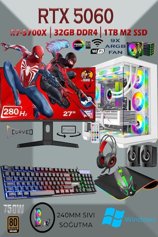 Apphirex TCW1 R7-5700X 32 GB 1 TB SSD RTX5060 27'' Masaüstü Oyuncu Bilgisayarı