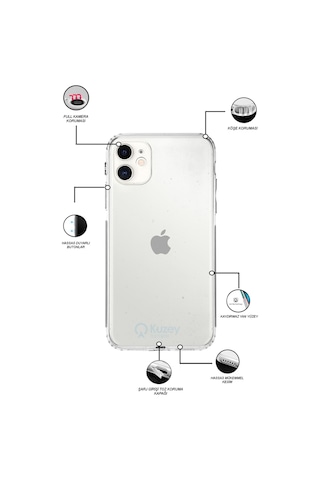 Apple Uyumlu iPhone 11 Kılıf Kamera Korumalı Tıpalı Şeffaf Silikon Kapak