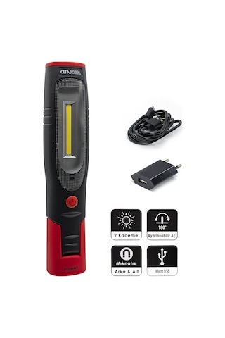 Ceta Form R10-Max2 Şarjlı Led Çalışma Lambası 400 Lümen Siyah