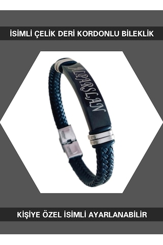 Sahi Aksesuar Kişiye Özel İsimli Yetişkin Çelik Bileklik CB057 Siyah