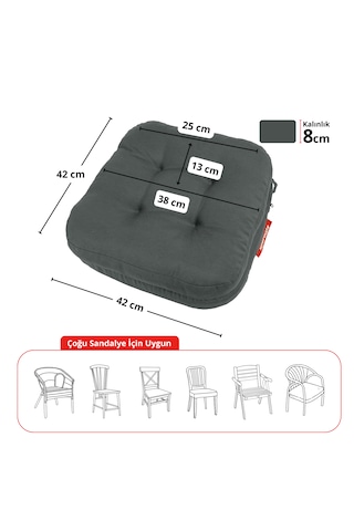 Xpermate Çift Kat Sandalye Minderi 42x42x8 Antrasit