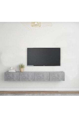 Joy Tv Ünitesi Tv Sehpası Alt Modülü Gri Beton Dokulu 240 Cm Mdf