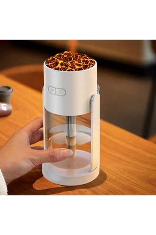 Projektör Görünümlü Rgb Işıklı Gece Lambası Ve Buhar Makinesi Beyaz