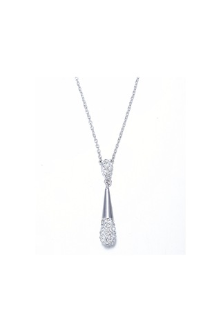 Monemel Kristal Taşlı Konik Kolye Altın Kaplama N0733 Gümüş