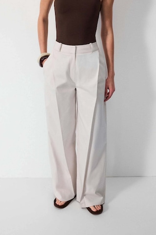 Vatkalı Pileli Wide Leg Pantolon-16649 Taş