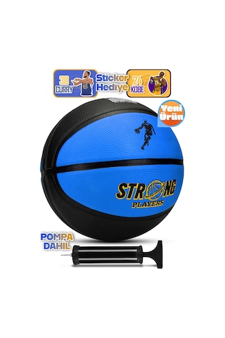 Telvesse Strong Basketbol Topu Pompalı Full Kauçuk Dayanıklı Deep Channel Kabartma No:7 B12 Mavi