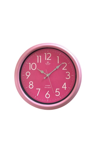 Eastar E3334 Modern Sıcak Pembe Sessiz Duvar Saati Pembe