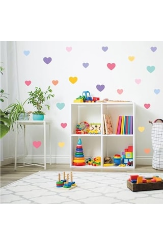 Aputue Çocuk Duvar Çıkartmaları, 8 Sayfa Renkli Pvc Dıy, Ev Dekorasyonu Kalp Desenli, Kreş Bebek Odası Anaokulu İçin Çıkarılabilir Kendinden Yapışkanlı Eğitici Eğlenceli Sticker Seti Açık