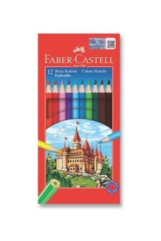 Faber Castell Kuru Boya Kalemi, 12 Renk, Tam Boy, Renkli Genel