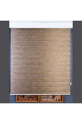 Kidmex Ithal Bambu Kahverengi Bambu Stor Zebra Perde Etek Dilimsiz