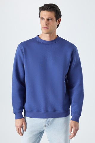 Grimelange Dane Erkek Organik Kumaşlı Yumuşacık Koyu Mavi Sweatshirt Koyu Mavi