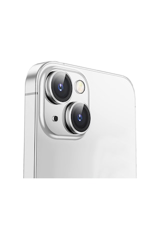 Buff Apple Uyumlu iPhone 14 / 14 Plus Kamera Metal Lens Gümüş