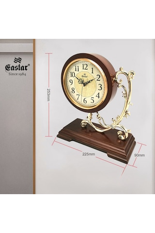 Eastar Aw8216 Jı Gerçek Ağaç Klasik Masa Saati - Sessiz Mekanizma Ahşap - Kahverengi