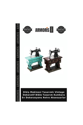 Dikiş Makinesi Tasarımlı Vintage Dekoratif Biblo Tasarım Kumbara Ev Dekorasyonu Retro Aksesuarlar