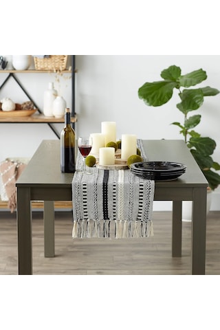 Wellstil Neula %100 Pamuk Siyah Örme Runner 40 x 110 CM