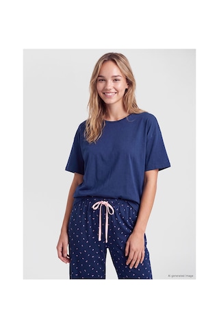 Lcw Dream Lacivert %100 Pamuklu Kadın Kaprili Pijama Takımı
