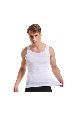 Erkek Korse Atlet Göbek Sıkılaştırıcı Toparlayıcı Korse İkili Set Beyaz - Siyah
