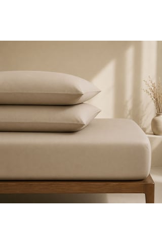 Auren 400 Tc Pamuk Saten King Size Çarşaf Bej Çok Renkli