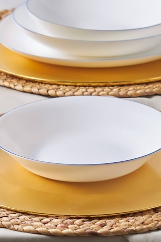 Karaca Milano Opal Cam Blue Rim Pasta Tabağı 22 cm