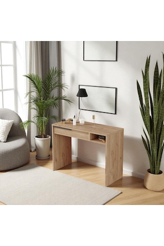 Robin Home Makyaj Masası Aynasız Çekmeceli Sepet Kahverengi