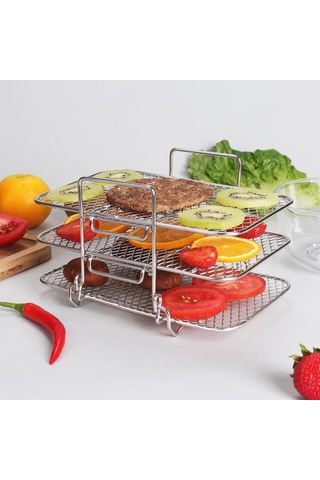 Tenfowee 304 Paslanmaz Çelik Çok Katlı, Yıkanması Kolay, Sıvı Akışlı Mangal Ve Gıda Depolama Rafı - Güneşme, Saklama, Kurutma İçin Uygun Gümüş