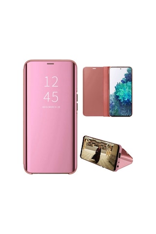 Huawei Mate 20 Pro Aynalı Kapaklı Lüx Kılıf Rose Gold