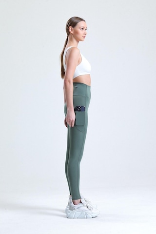 Thıff Gymwear Yeşil Yüksek Bel Push-up Çift Cepli Bilek Hizasında Spor Tayt