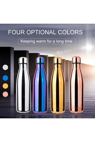 Xiyyadms 500ml Mor Kapaklı Isı Yalıtımlı Kola Şekilli Matara - 304 Çelik İç, Soğuk/sıcak İçeceği Uzun Süre Tutar Mor