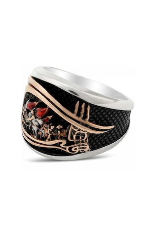 925 Ayar Gümüş Osmanlı Tuğralı Fetih 1453 Yüzüğü