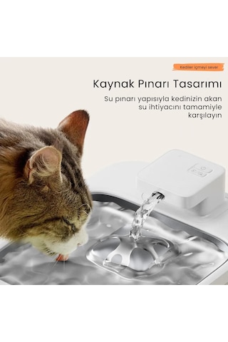 Petfit Aqua Flow 4l Çelik Hazne Wi-fi Bataryalı Akıllı Otomatik Kedi Köpek Su Pınarı Su Çeşmesi Su Şelalesi Ultra Sessiz+uv Filtre+akıllı Sensör