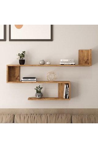 Yurudesign Shelf R10 Modern Duvar Rafı Kitaplık Atlantik Çam
