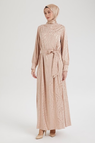 Armine Trend Beli Kuşaklı Dijital Baskılı Elbise-vizon-vizon 25yt920 Vizon-vizon